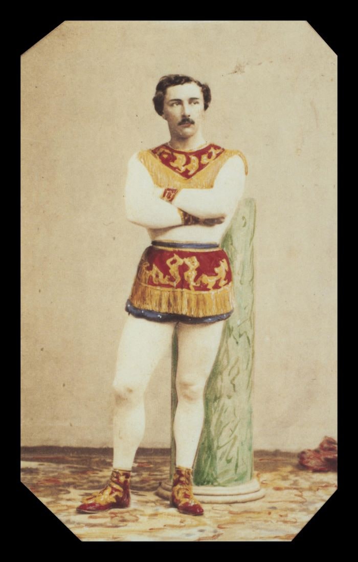 CirqueFernando300 dpi Hand coloured and hand tinted sepia photograph of Jules Leotard Late 19th century Victoria Albert Museum90 min