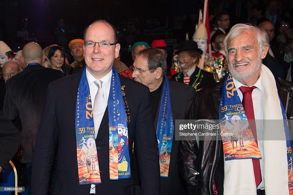 Prince Albert II of Monaco and Jean Paul Belmondo attend the Award Ceremony of the 39th International Circus Festival of Monte-Carlo on January 20, 2015 in Monaco. (Photo by Stephane Cardinale/Corbis via Getty Images)