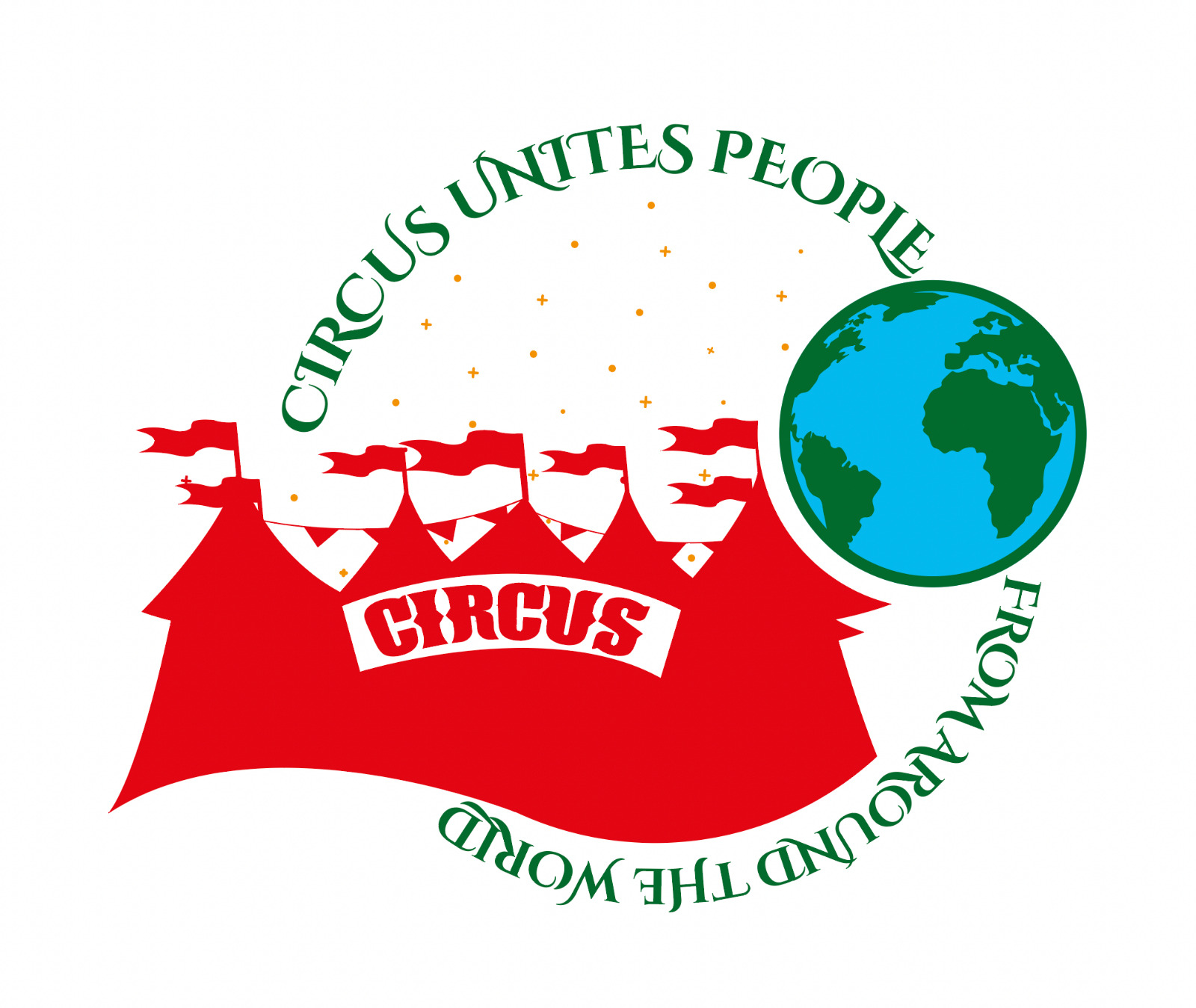 CIRCUS UNITES PEOPLE red green